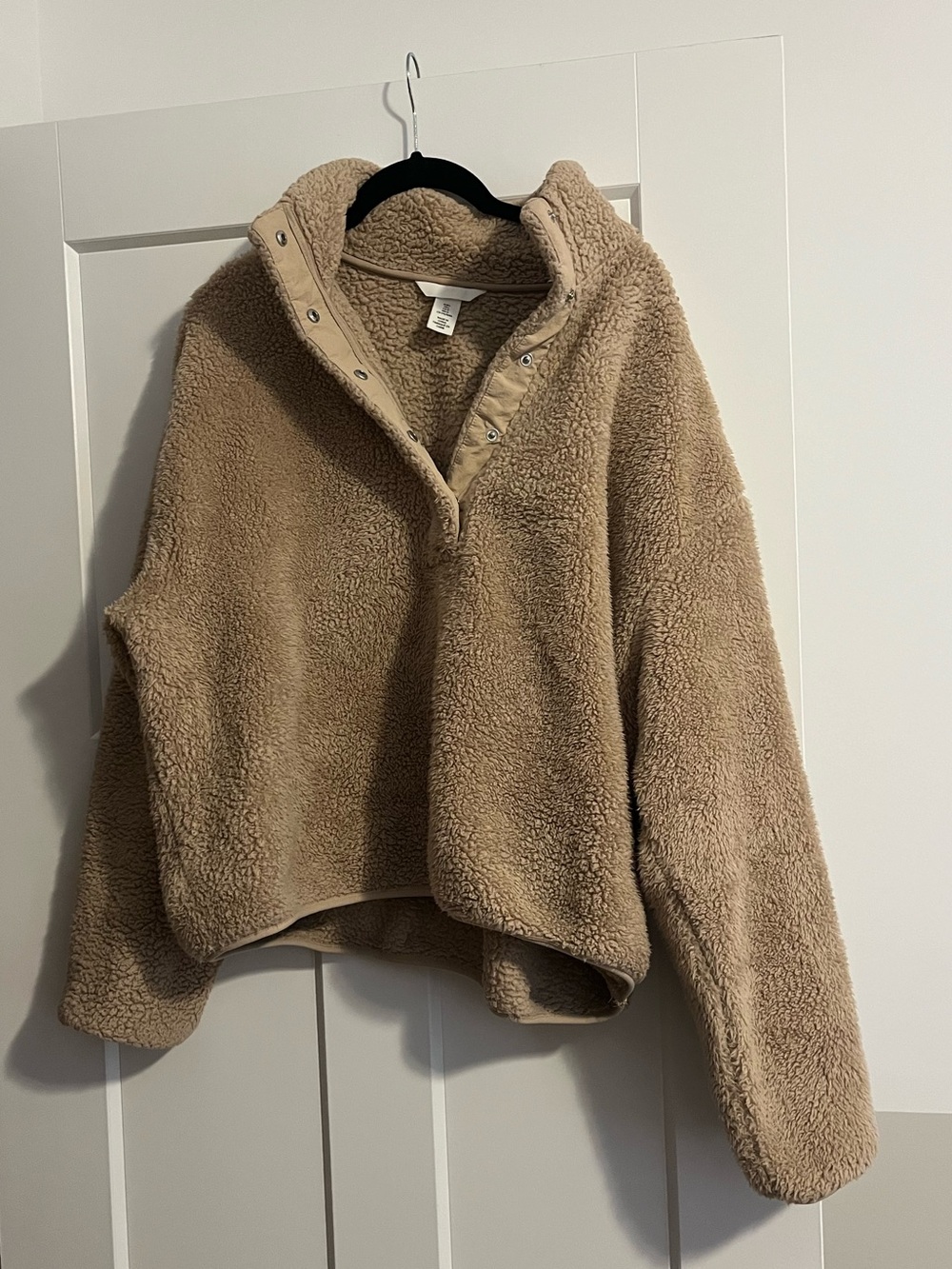 H&M Taupe Teddy Snap-Up Jacket